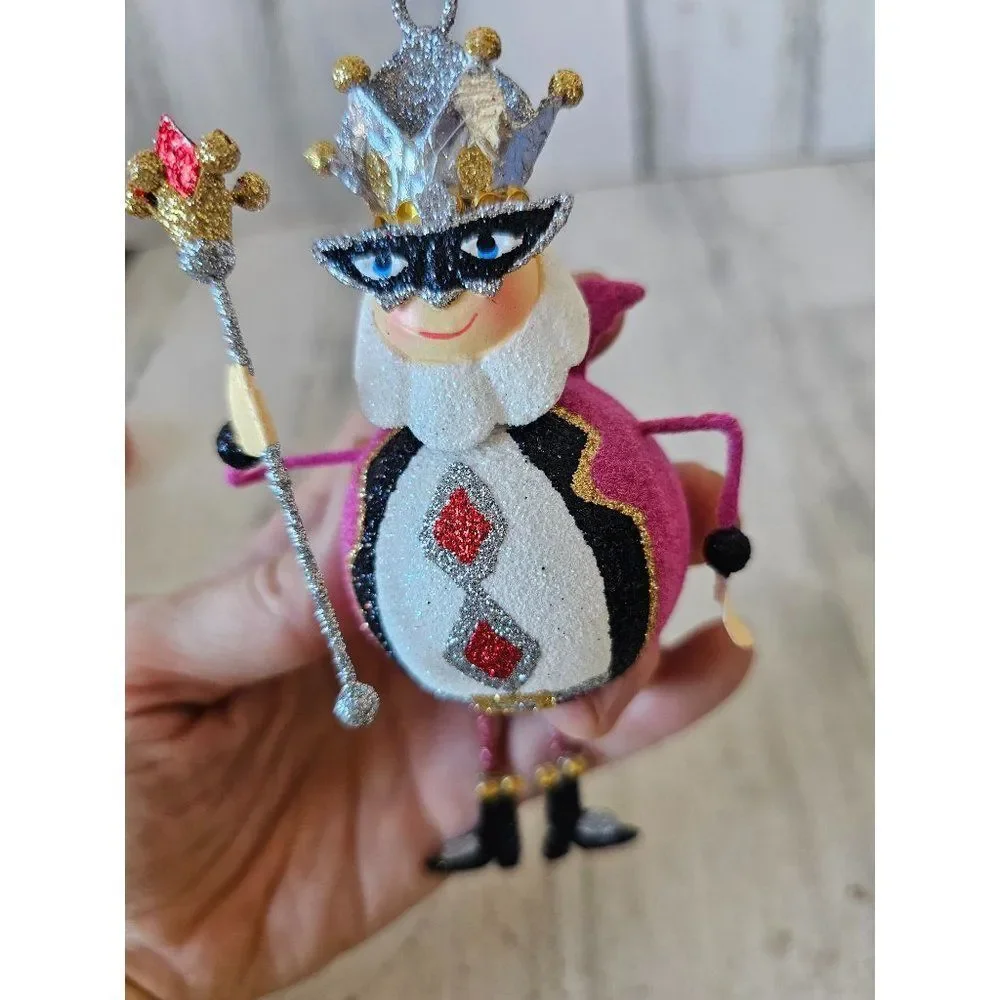 Pier 1 King glitter ornament‎ valentine jester unique vintage pink Xmas tree
